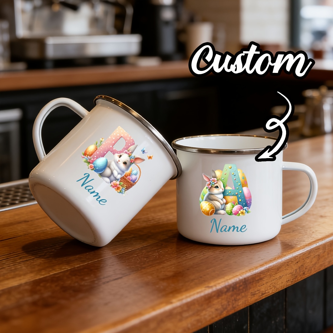 Coffee Equipment With Name - Tasse personnalisée avec initiale florale, tasse