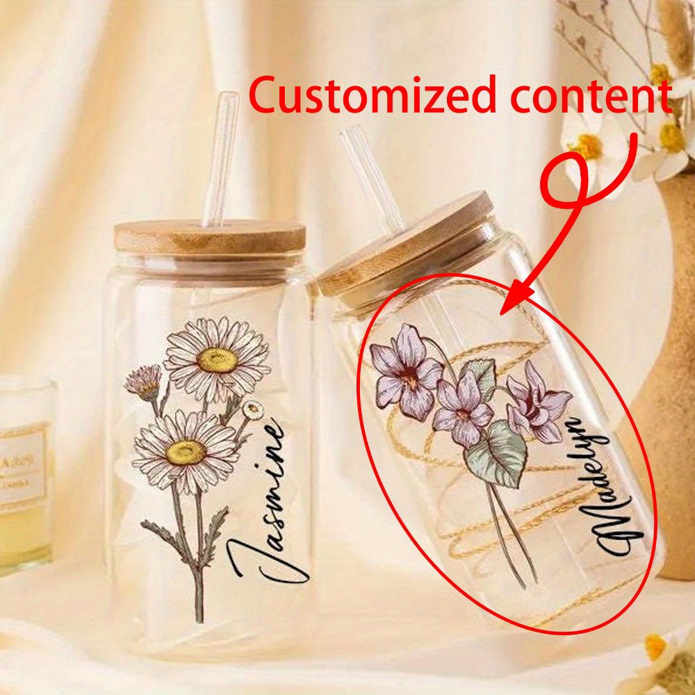 Coffee Equipment With Name - Verre personnalisé à motif floral de